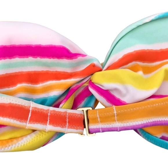 Victoria's Secret Strapless Bikini Swimsuit Top Multi-Color Twist Top Gold - Picture 3 of 8